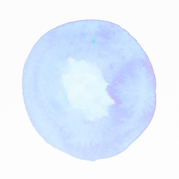 Blue watercolor circle splash on white backdrop