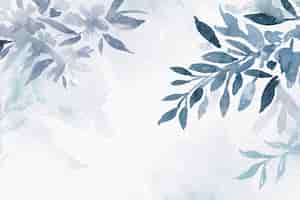 無料写真 青い水彩画の葉の背景の審美的な冬の季節