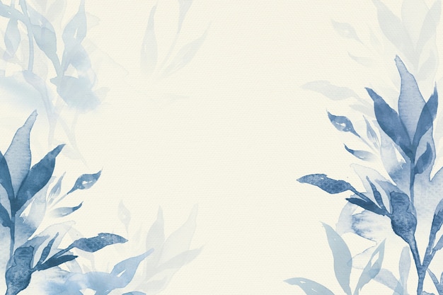 Free photo blue watercolor leaf background aesthetic winter season