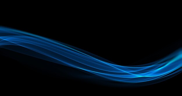 青い波状の光の縞模様の背景