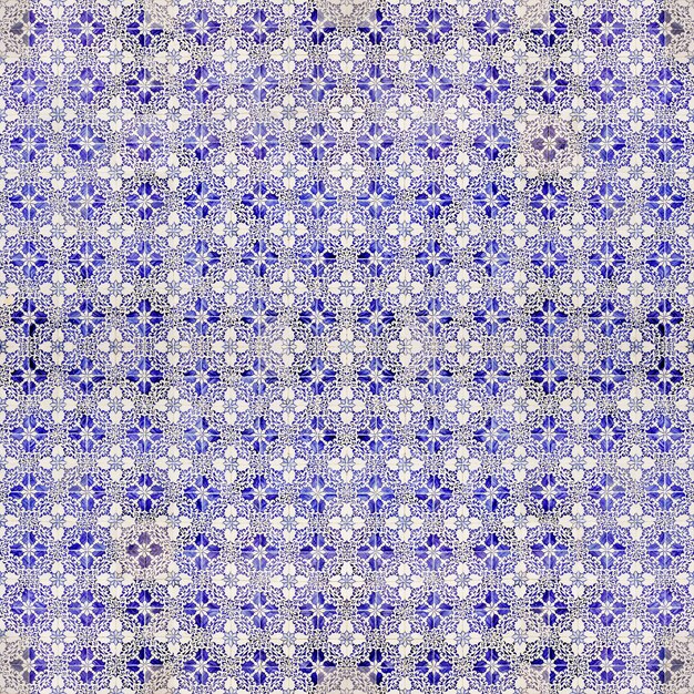 Blue and white hydraulic tiles pattern