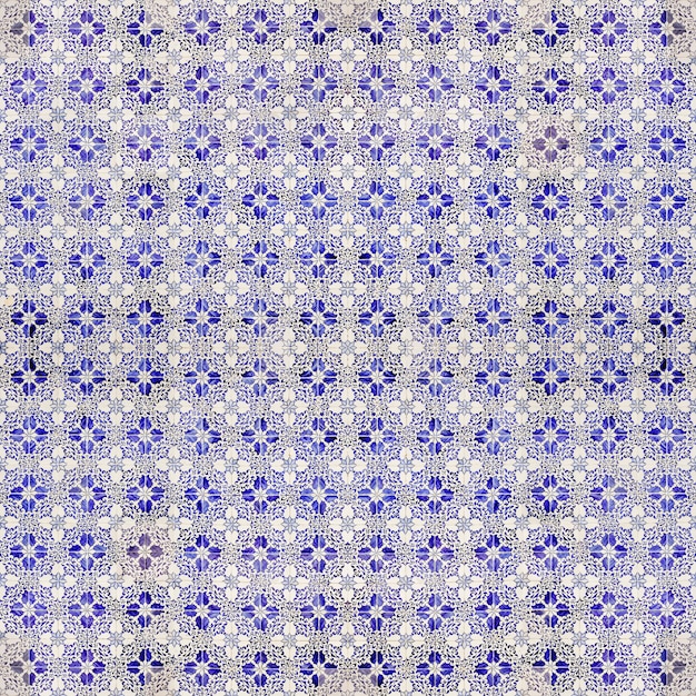 Blue and white hydraulic tiles pattern
