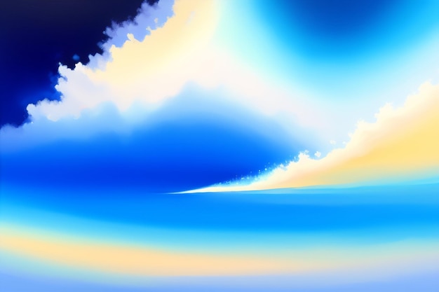 Foto gratuita uno sfondo blu e giallo con un cielo blu e la parola oceano.