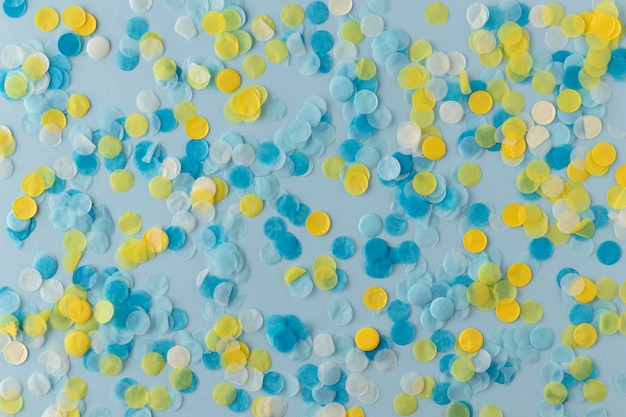 Free photo blue and yellow confetti