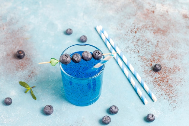 Blueberry basil seed drink.