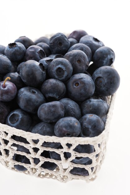 Blueberry basket isolated on white