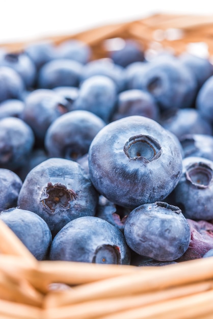 Blueberry basket isolated on white