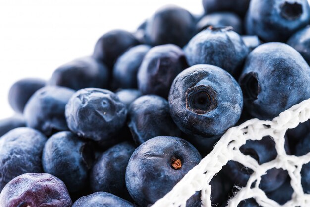 Blueberry basket isolated on white