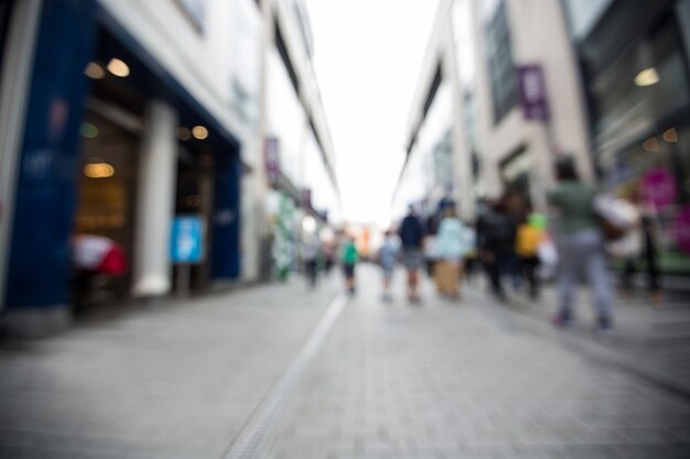 Blur view of pedestrian walking on street