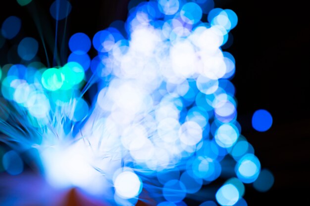 Blurred blue optical fiber lights