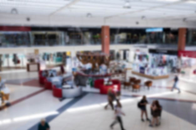 Free photo blurred indoor shopping center from above