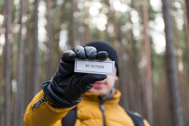 Blurred man with motivating writing