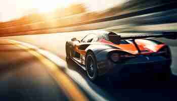 Free photo blurred motion of modern sports car driving generative ai