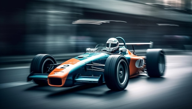 Free photo blurred motion shiny sports car championship success generative ai