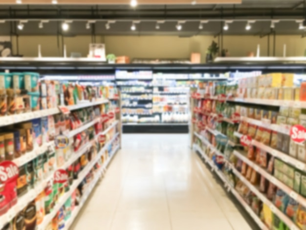 Blurred shelves with food