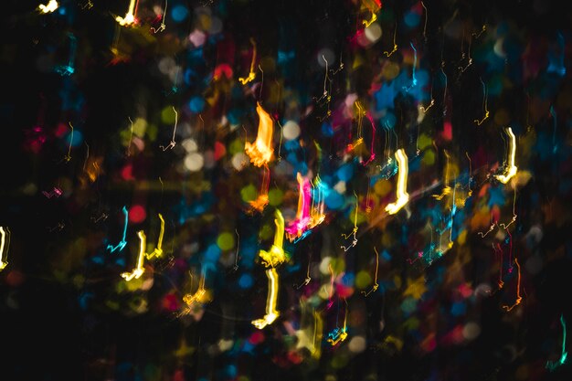 Blurred spangles scattered on table 