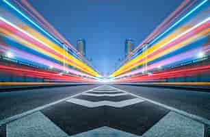 Free photo blurred traffic light trails on road