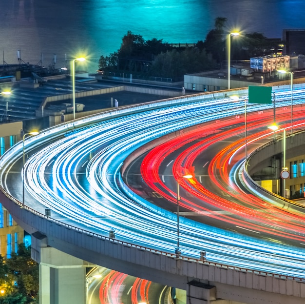 blurred traffic light trails