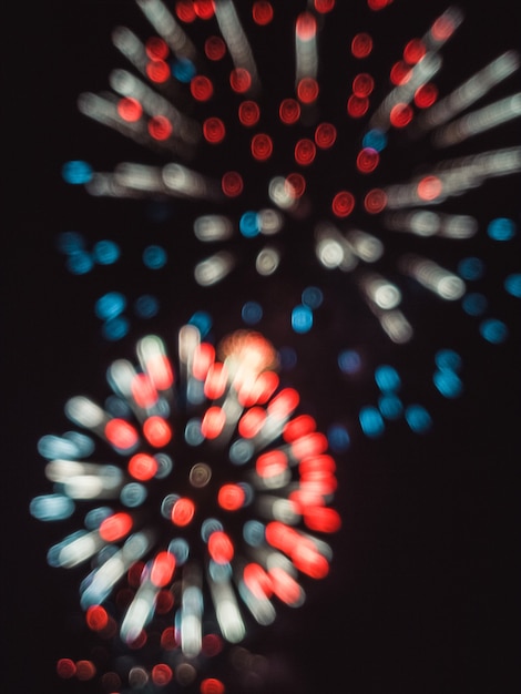 Free photo blurry colorful fireworks
