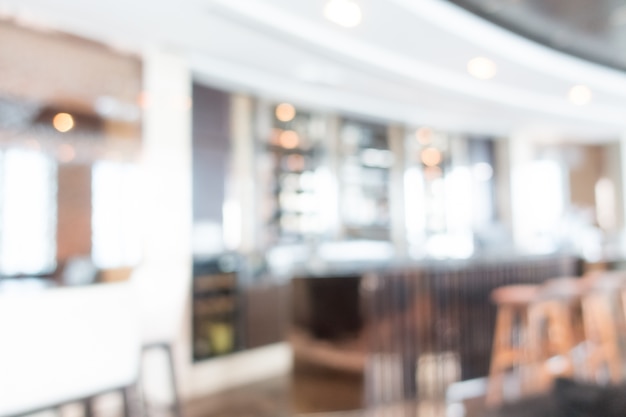 Blurry restaurant with wooden chairs