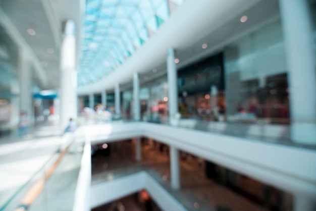 blurry shot of interior of a shopping mall