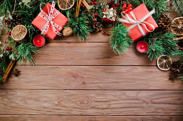 Board with Christmas branches