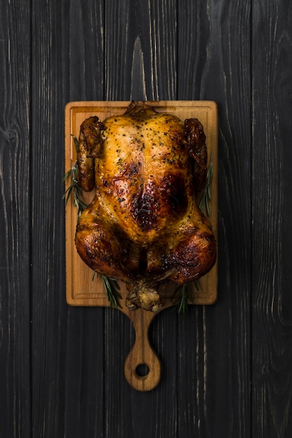 Board with fried chicken