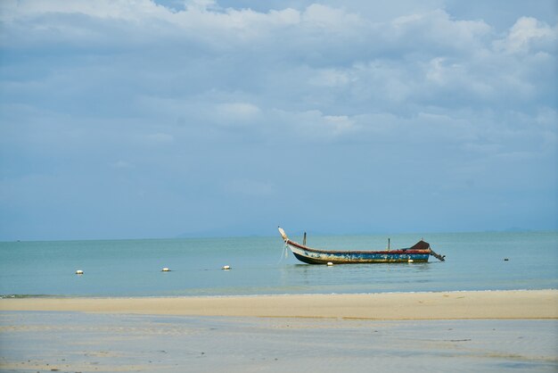 Boat floating on the beach