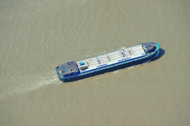 Boat in Huangpu River in Shanghai