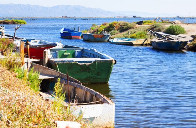 boats at delta of Ebro river  