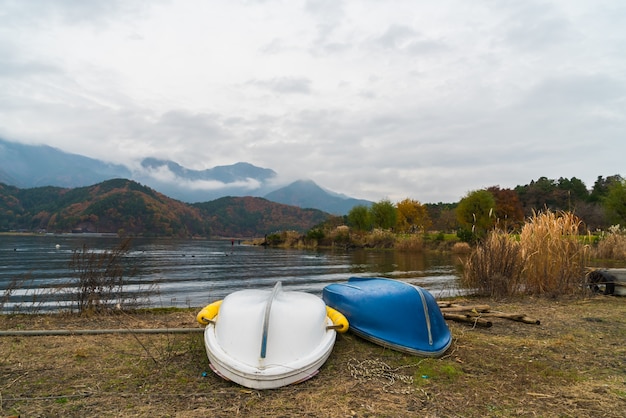 Boats on the lake Kawaguchiko,Japan