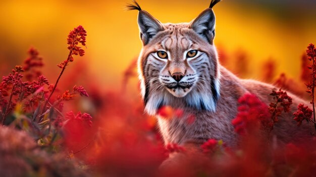 Bobcat in nature autumn season