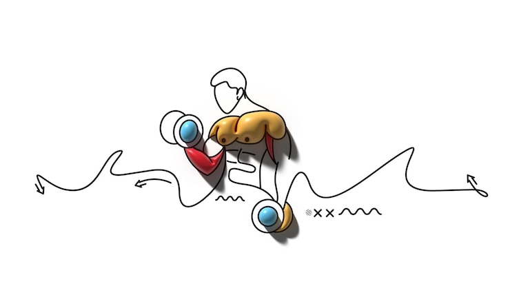 Free Photo bodybuilding sport and activity 3d line art drawing.