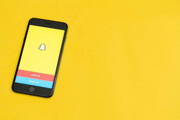 Download Premium Photo Bogota Colombia September 2019 Snapchat Logo On The Phone With The Logo At The Bottom Snapchat App