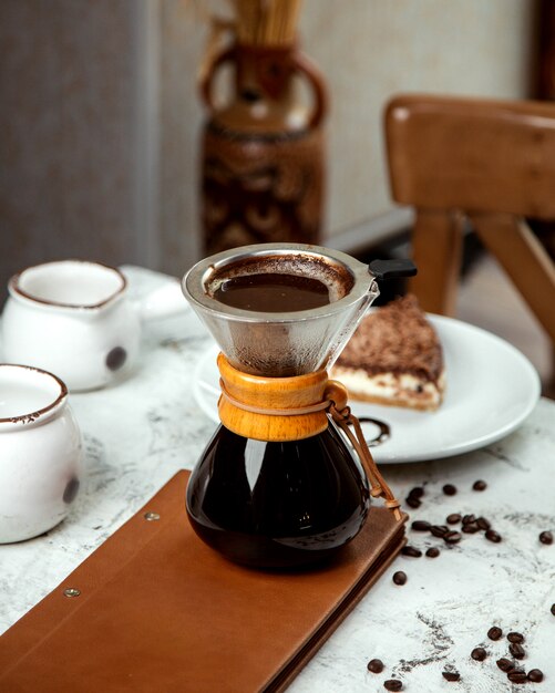 boiled coffee in special glass