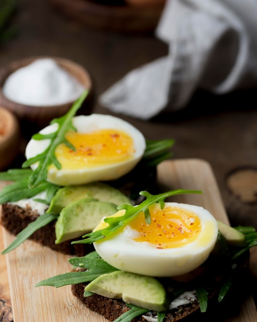 Boiled egg on a cutting board