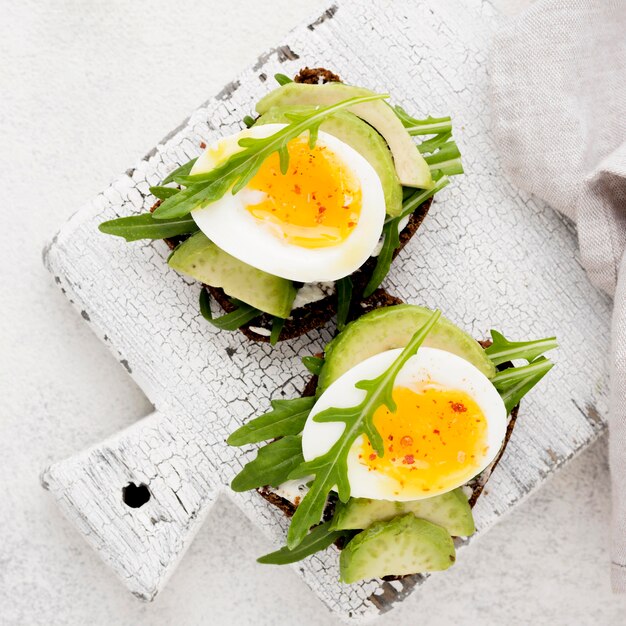 Boiled egg on a cutting board