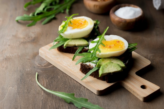 Boiled egg on a cutting board