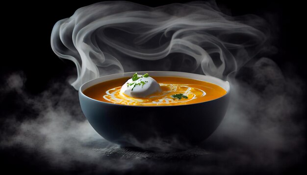 끓는 가마솥은 AI가 생성한 푸짐한 야채 수프 레시피를 끓입니다.