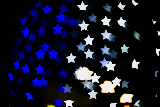 Bokeh background with lights in star shape