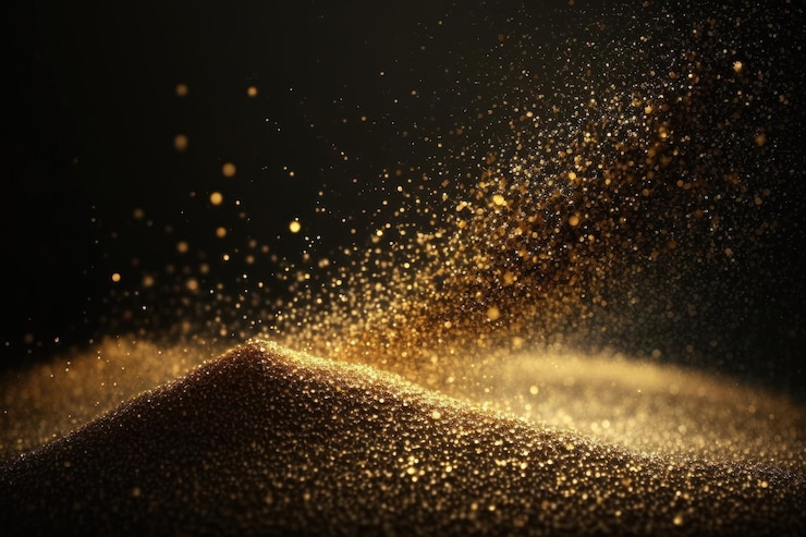 Free Photo bokeh of golden particles on dark abstract background gold glitter dust defocused texture abstract sparkle particle bokeh generative ai
