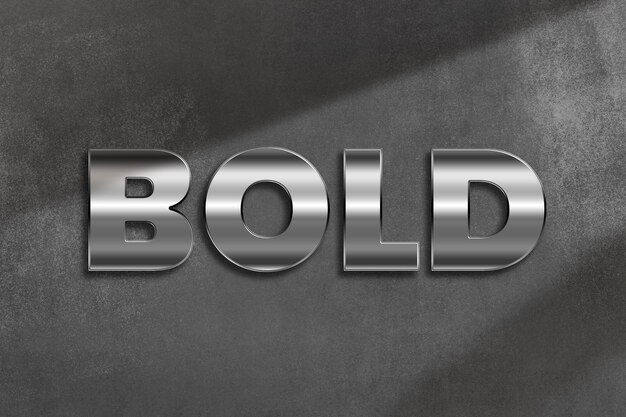 bold word in metallic style