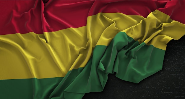 Bolivia Flag Wrinkled On Dark Background 3D Render