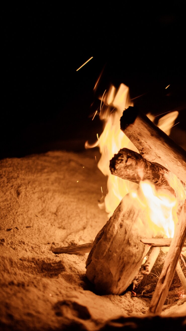Free Photo bonfire on the beach
