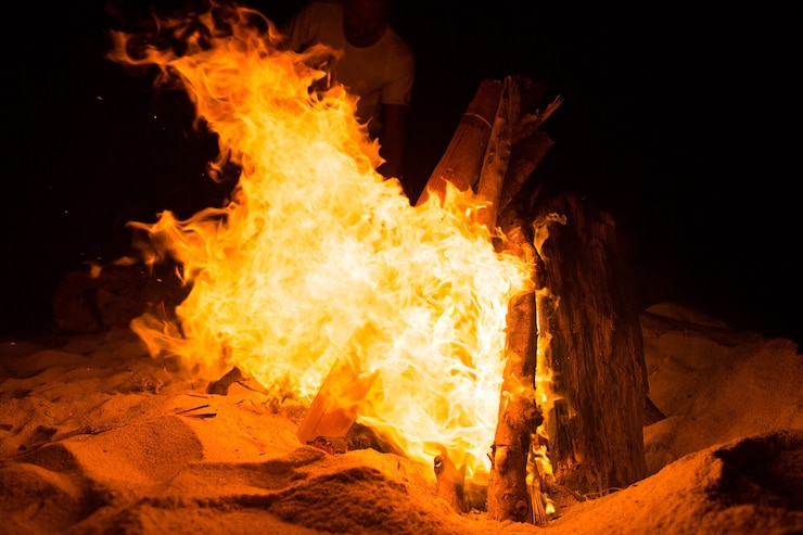 मुफ़्त फोटो bonfire on the beach