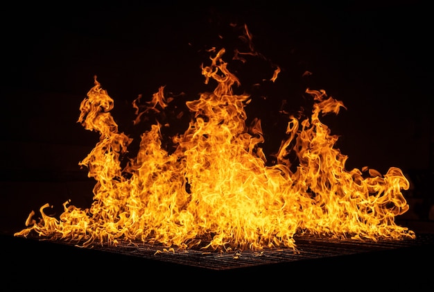 Bonfire burning on black