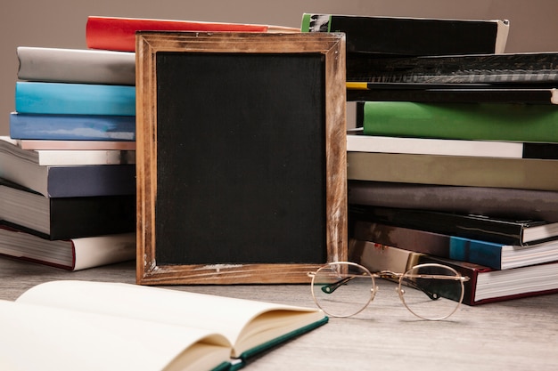 Book decoration with leaning slate