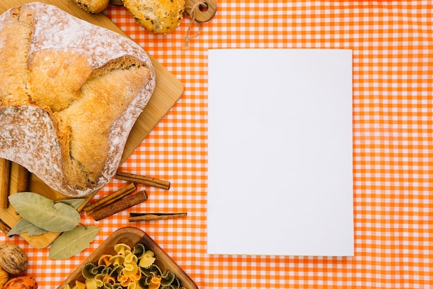 Book mockup with bread