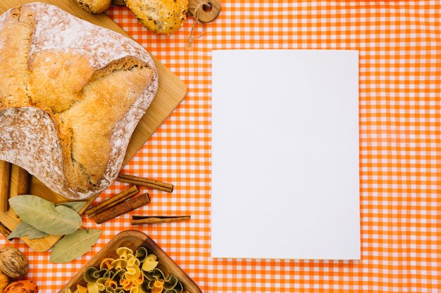 book mockup with bread