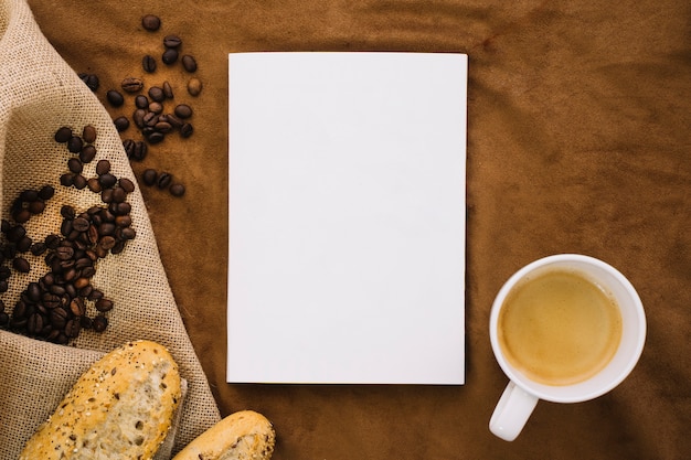 Book mockup with coffee